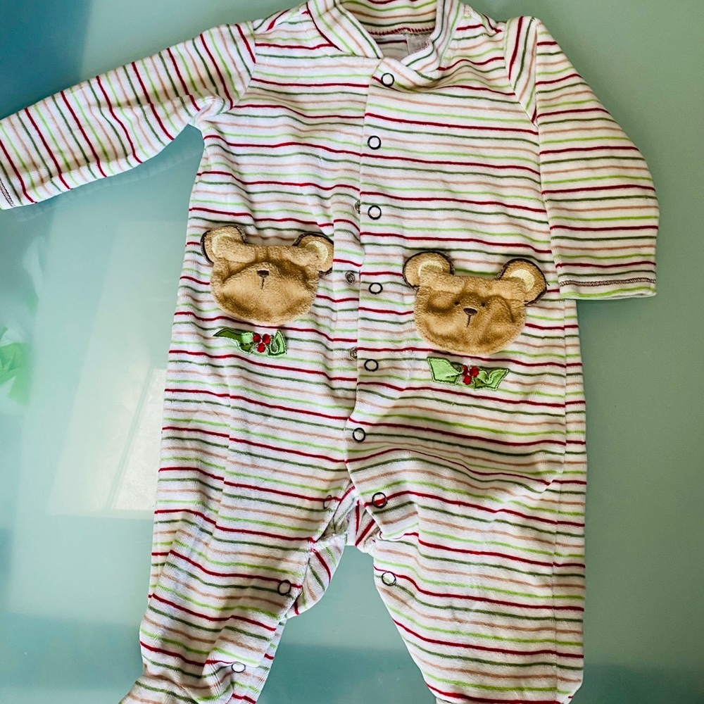 Baby 1st Christmas sleeper 0-3 m bear pockets